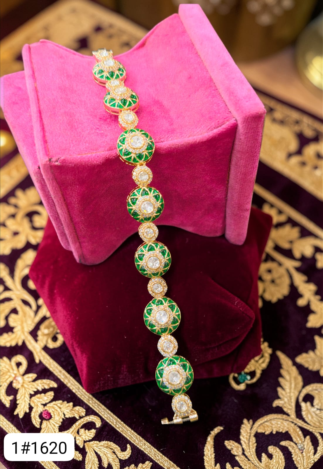 Polki Enamel Bracelet with Ruby and Emerald Variations