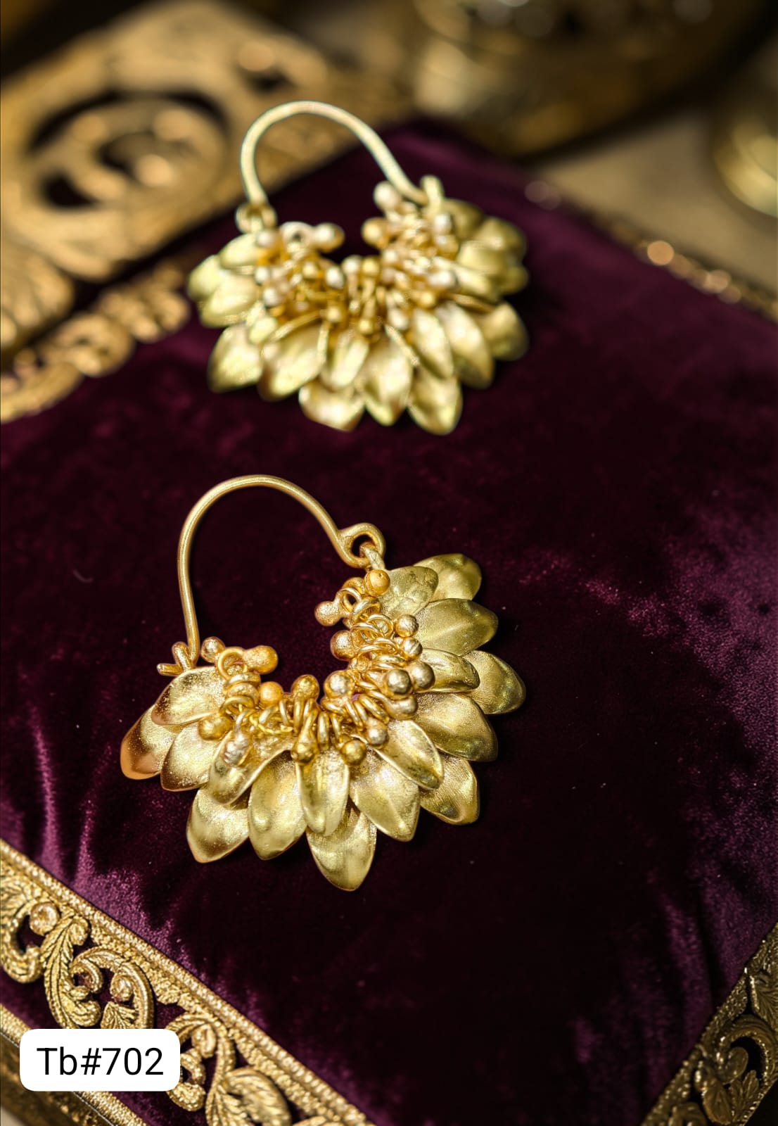 Gold-Plated Floral Hoop Earrings with Pearl Clusters