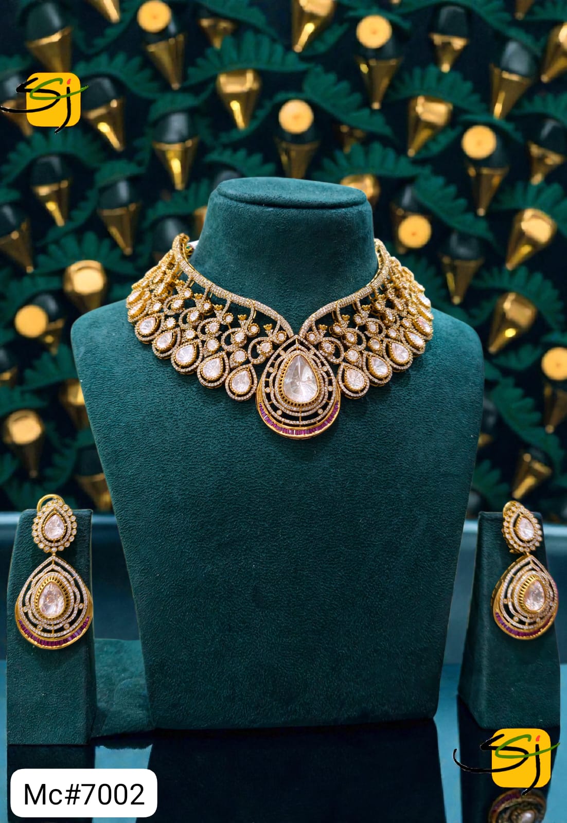 Gold-Plated Polki Ruby Choker Set with Earrings