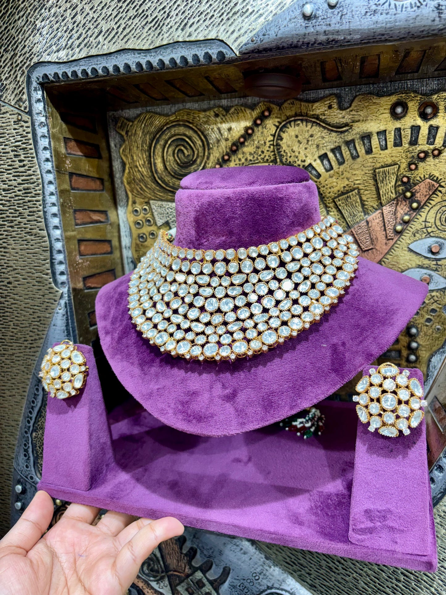 Polki Kundan Bridal Choker & Earring Set