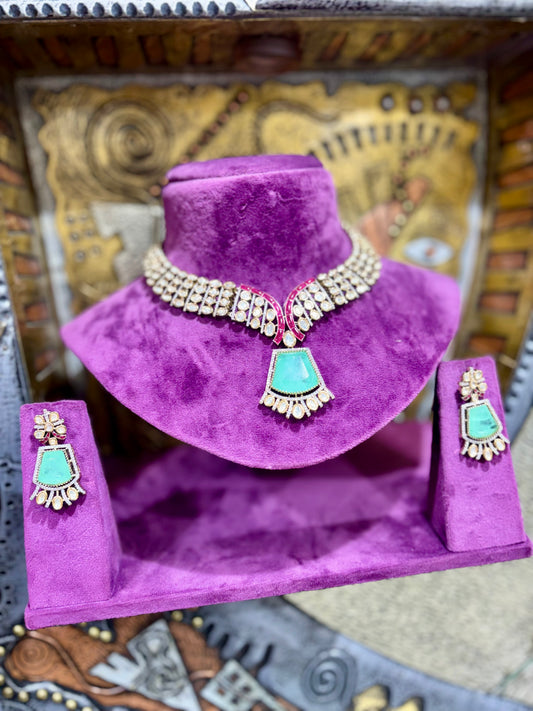 Feroza & Polki Statement Necklace Set