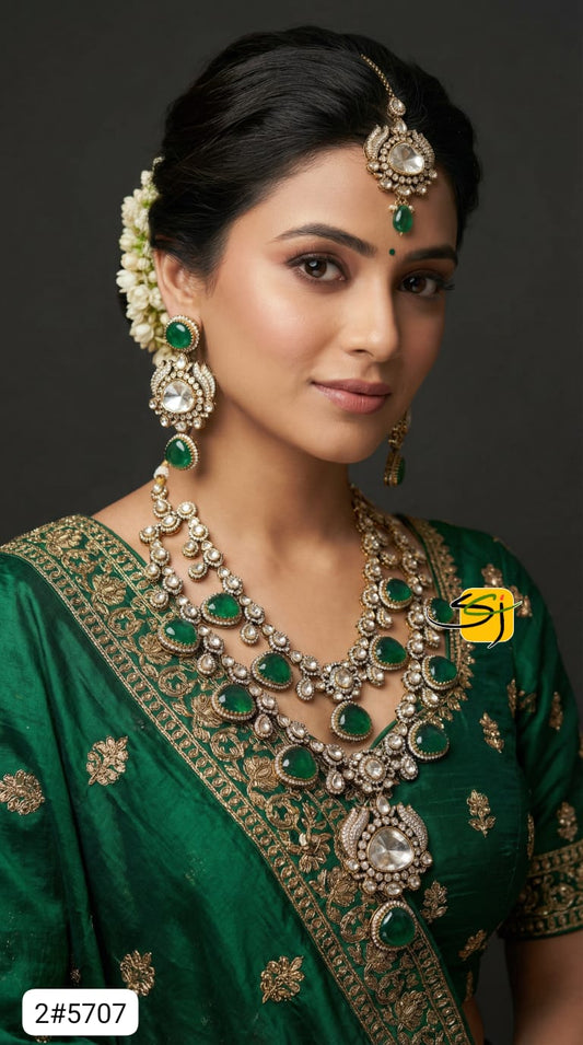 Emerald Kundan Jewellery Set