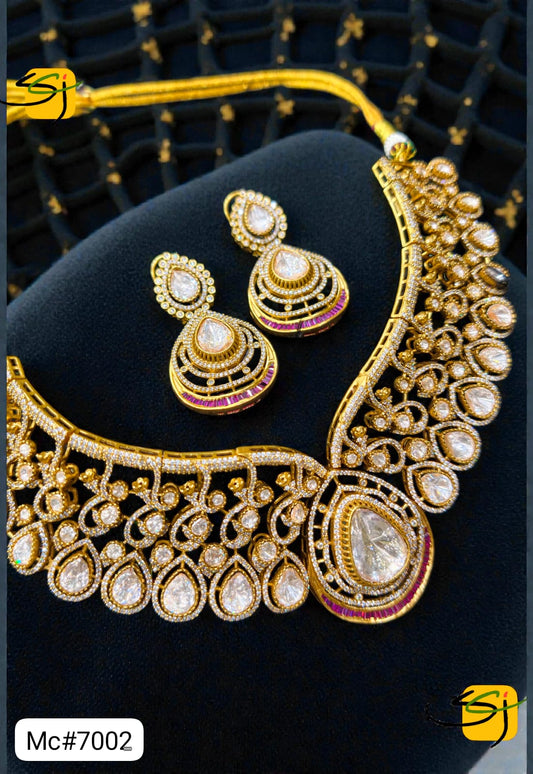 Gold-Plated Polki Ruby Choker Set with Earrings