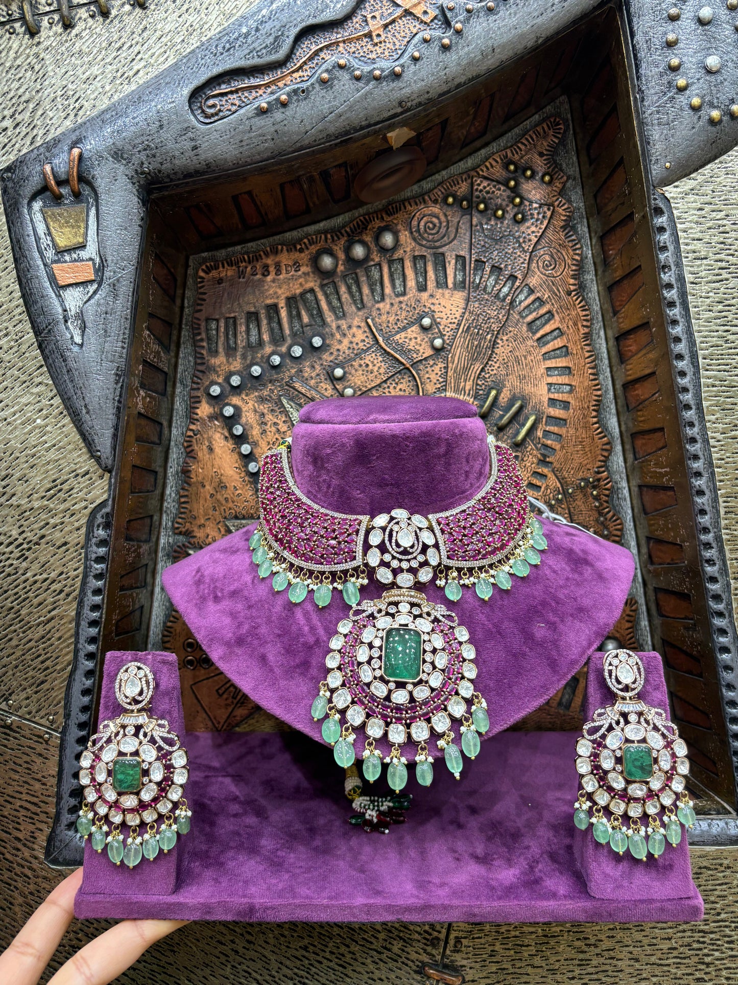 Ruby Bead & Polki Bridal Choker Set